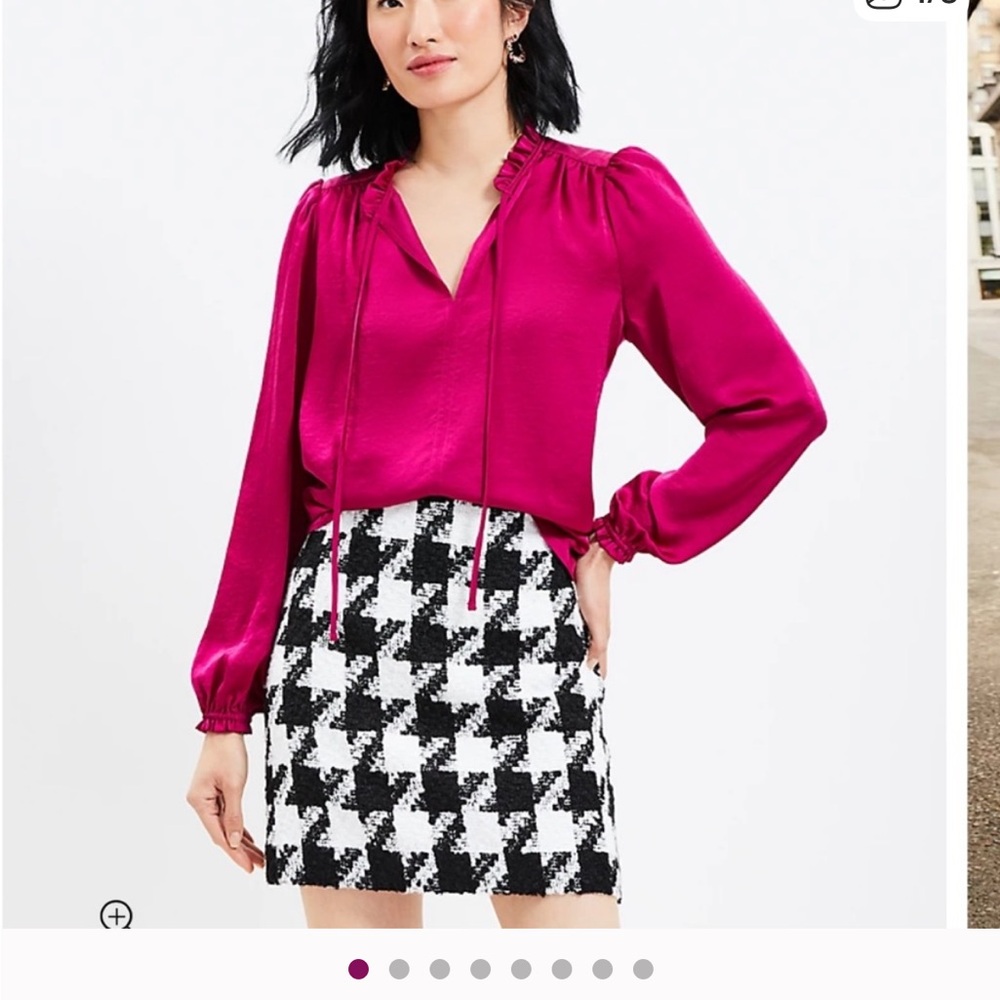 LOFT Black and White Houndstooth Mini Skirt